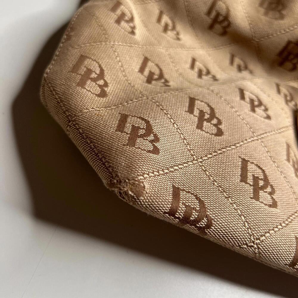 Dooney‎ & Bourke DB Signature Jacquard Shoulder Bag Brown Tan Leather Trim Hook - Picture 7 of 10